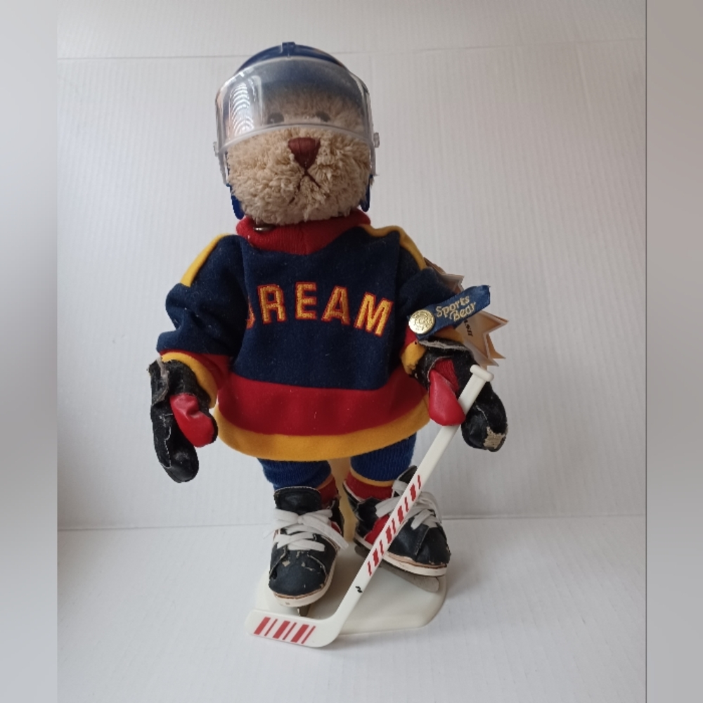 4/$60 Hockey Player Brass Button Bear (Flash) - Sports Bears Collectable